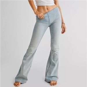 NWT We the Free Penny Pull On Flare Jeans Glass Blue 27 boho casual classic
